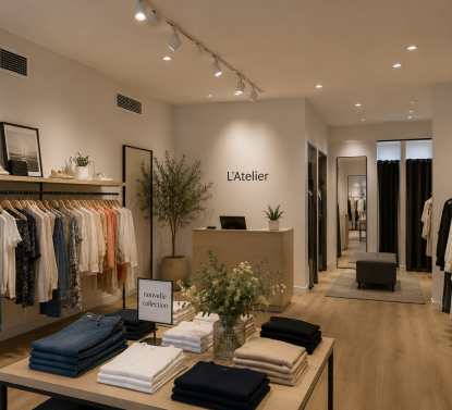 Climatisation gainable invisible dans un showroom