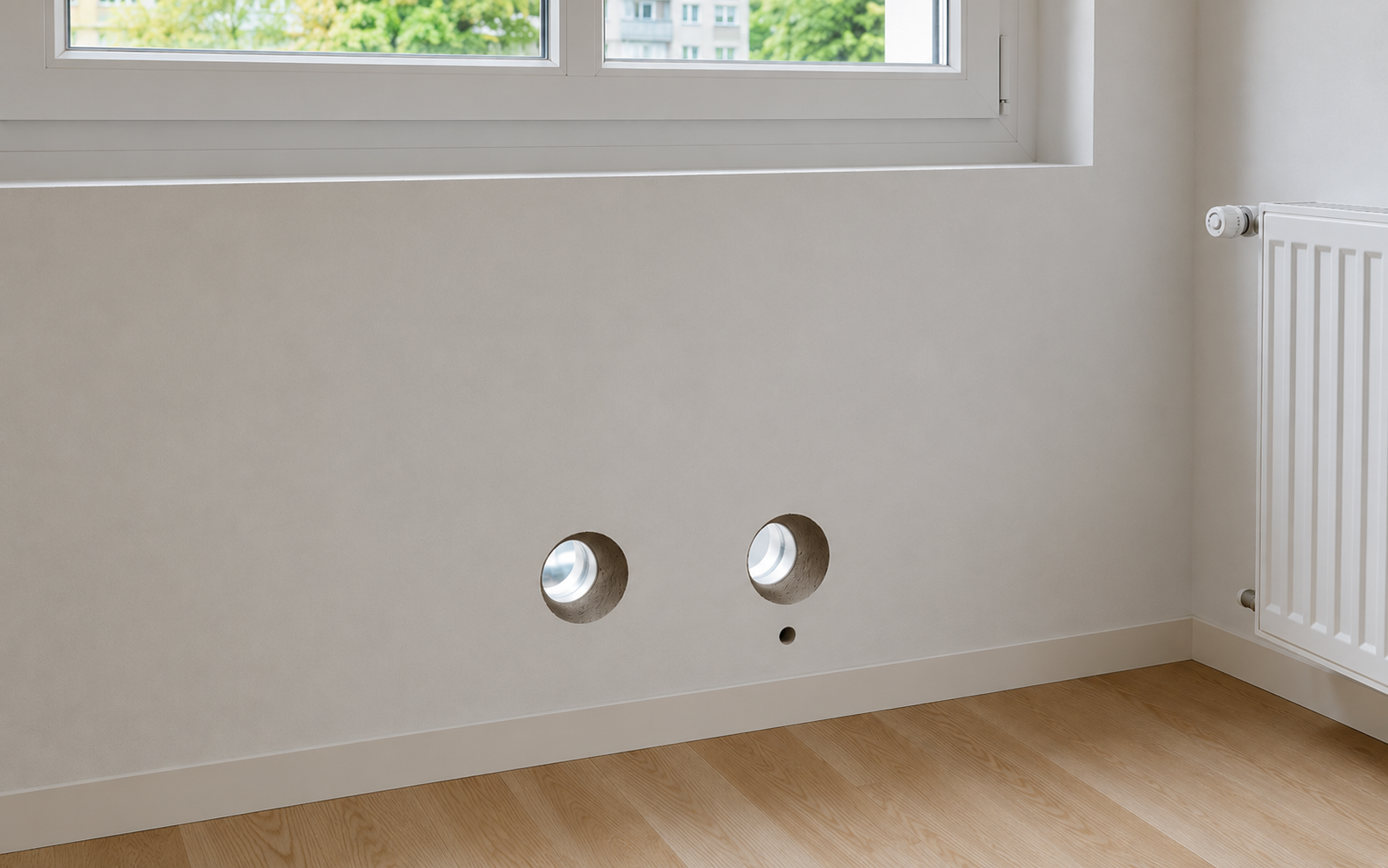 Carottages d'un climatiseur monobloc à travers le mur